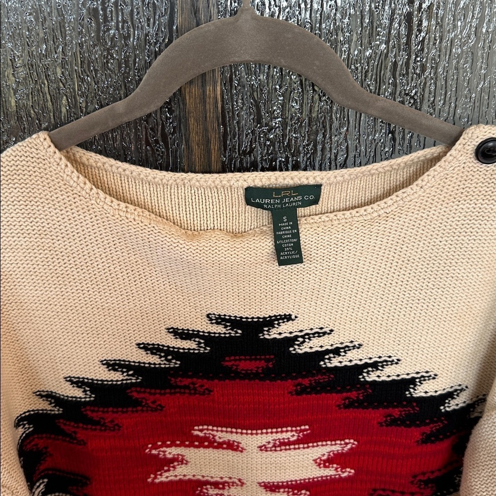 Ralph Lauren Jeans Company Ralph Lauren Beige Aztec Knit Sweater Size S - Picture 10 of 12